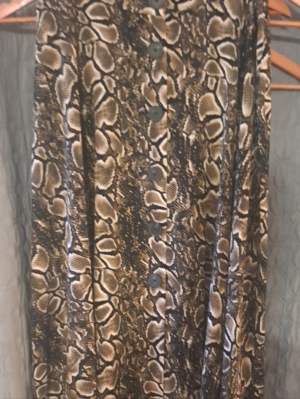 Snake Print Button-Front Dress in Brown and Black Size XXL